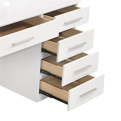 Felicity 9-drawer Vanity Desk with Lighted Mirror Glossy White - 203507