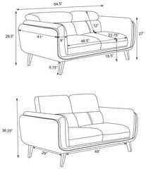 Shania 2-piece Upholstered Low Back Sofa Set Black - 509921-S2