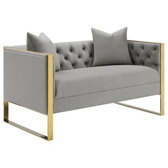 Eastbrook Velvet Upholstered Tufted Loveseat Grey - 509112
