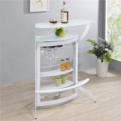 Dallas 2-shelf Home Bar White and Frosted Glass - 182136
