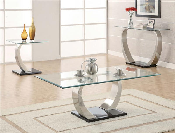 Pruitt Glass Top Metal Base Console Table Satin - 701239