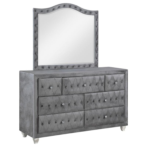 Deanna 7-drawer Rectangular Dresser with Mirror Grey - 205103M