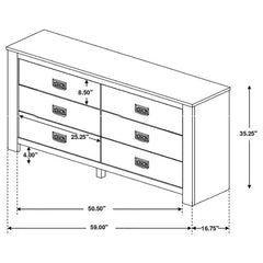 Frederick 6-drawer Dresser Weathered Oak - 222963