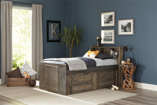 Wrangle Hill Wood Twin Storage Bookcase Bed Gunsmoke - 400839T