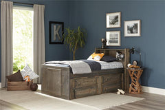 Wrangle Hill Wood Twin Storage Bookcase Bed Gunsmoke - 400839T