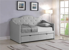 Elmore Upholstered Twin Daybed with Trundle Light Grey - 300629
