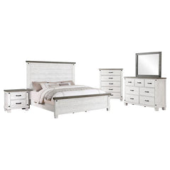 Lilith 5-piece Eastern King Bedroom Set Distressed White - 224471KE-S5