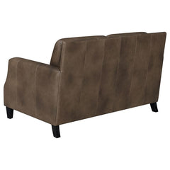 Leaton 2-piece Upholstered Recessed Arm Sofa Set Brown Sugar - 509441-S2