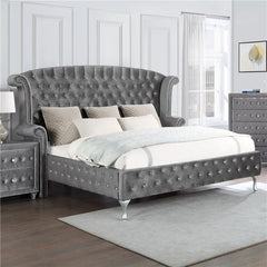 Deanna Upholstered California King Wingback Bed Grey - 205101KW
