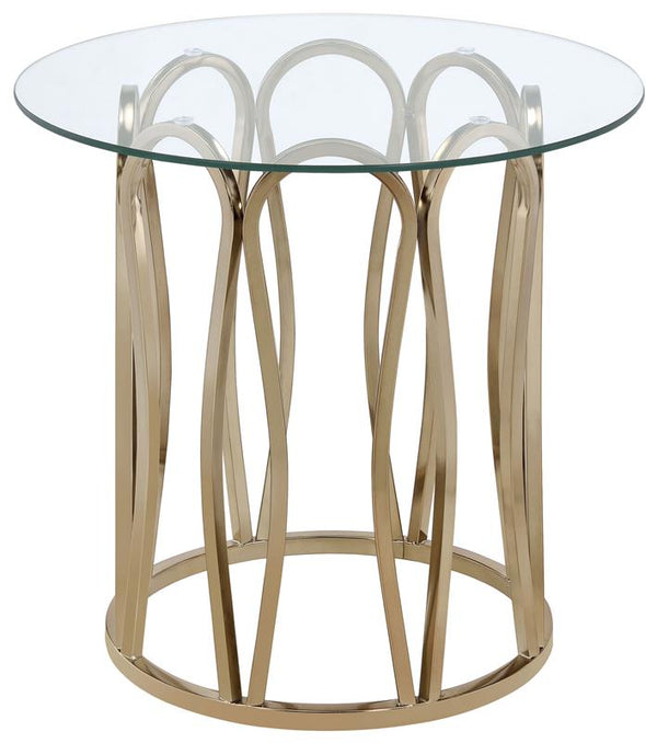 Monett Round Glass Top Side End Table Chocolate Chrome - 708057