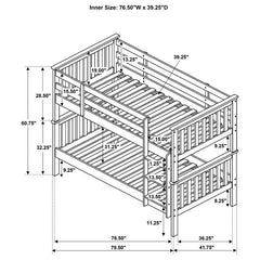 Chapman Wood Twin Over Twin Bunk Bed White - 460244N