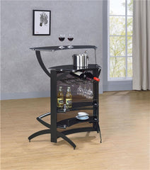 Dallas 2-shelf Home Bar Smoked and Black Glass - 182135