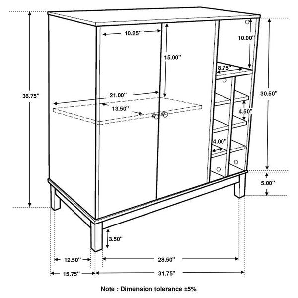Cheyenne 2-door Wine Cabinet with Stemware Rack Weathered Acacia - 183600