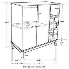 Cheyenne 2-door Wine Cabinet with Stemware Rack Weathered Acacia - 183600