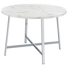 Alcott Round Faux Carrara Marble Top Dining Table Chrome - 120400