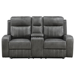 Raelynn Upholstered Track Arm Motion Loveseat Grey - 603192