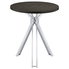 Edgerton Round Wood Top Bar Table Dark Oak and Chrome - 183131