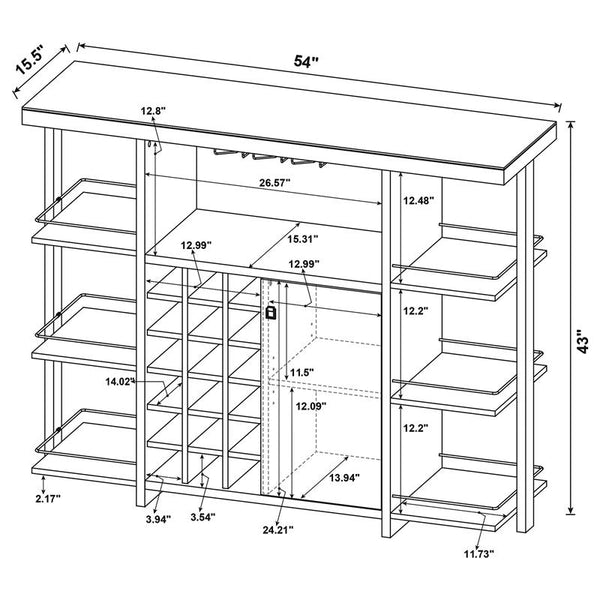 Evelio Bar Unit with Wine Bottle Storage Walnut - 100439