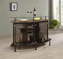 Gideon Crescent Shaped Glass Top Bar Unit with Drawer - 182236