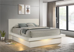 Jessica Wood California King LED Panel Bed Cream White - 202990KW