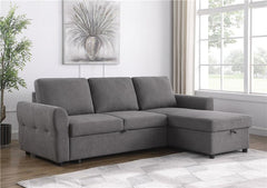 Samantha Upholstered Storage Sleeper Sectional Sofa Grey - 511088