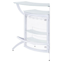 Dallas 2-shelf Home Bar White and Frosted Glass - 182136