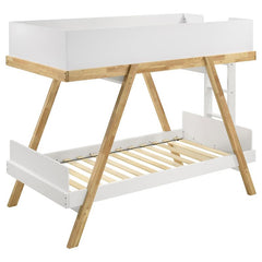 Frankie Wood Twin Over Twin Bunk Bed White and Natural - 460570T
