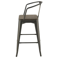 Cavalier Wooden Seat Bar Stools Dark Elm and Matte Black (Set of 2) - 100737