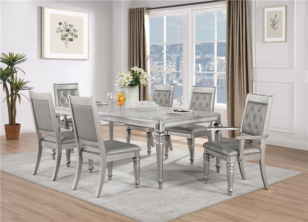 Bling Game Rectangular Dining Table with Leaf Metallic Platinum - 106471