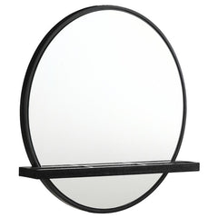 Arini Round Vanity Wall Mirror with Shelf Black - 224338