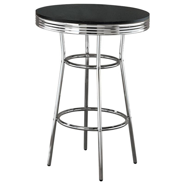 Retro Round 30-inch 1950's Bistro Pub Height Bar Table Black - 2405