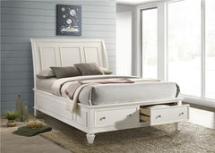 Sandy Beach Wood Queen Storage Panel Bed Cream White - 201309Q