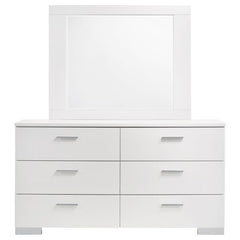 Felicity 6-drawer Dresser with Mirror Glossy White - 203503M