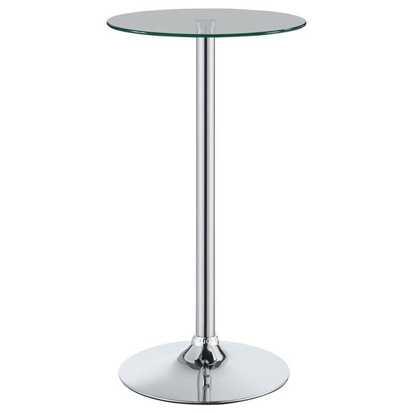 Abiline Glass Top Round Bar Table Chrome - 120341