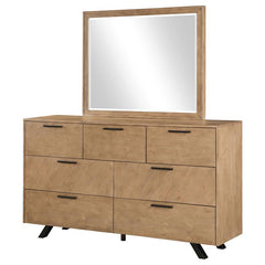 Taylor 7-drawer Dresser with Mirror Light Honey Brown - 223423M