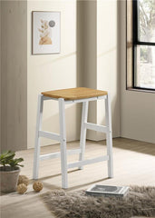 Hollis Wood Counter Height Backless Bar Stool Brown and White (Set of 2) - 122247