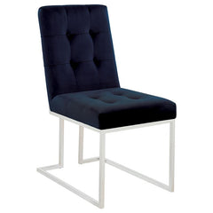 Cisco Upholstered Dining Chairs Ink Blue and Chrome (Set of 2) - 192494