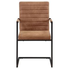 Nate Upholstered Dining Arm Chair Antique Brown and Black (Set of 2) - 123153