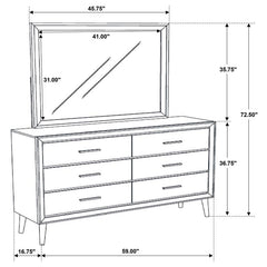 Ramon 6-drawer Dresser with Mirror Metallic Sterling - 222703M