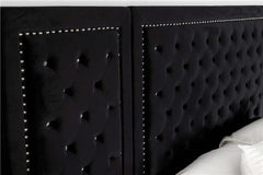 Hailey Upholstered California King Wall Panel Bed Black - 315925KW-SP