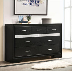 Miranda 7-drawer Dresser Black and Rhinestone - 206363