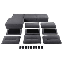 Caspian Upholstered Curved Arm Chaise Sectional Sofa Grey - 509540