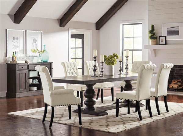 Alana Upholstered Arm Chair Beige and Smokey Black - 107283