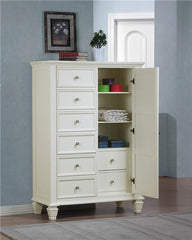 Sandy Beach 8-drawer Door Chest Storage Cream White - 201308