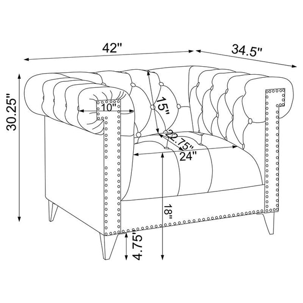 Bleker 3-piece Upholstered Tuxedo Arm Tufted Sofa Set Blue - 509481-S3