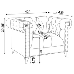 Bleker Upholstered Tuxedo Arm Tufted Accent Chair Blue - 509483