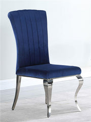 Betty Upholstered Side Chairs Ink Blue and Chrome (Set of 4) - 105077