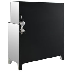 Yvaine 2-door Mirrored Wine Cabinet with Faux Crystal Inlay Silver - 115585
