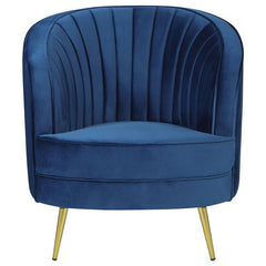 Sophia Upholstered Channel Tufted Barrel Accent Chair Blue - 506863