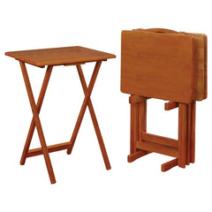 Donna 4-piece TV Tray Table Set with Stand Golden Brown - 5199